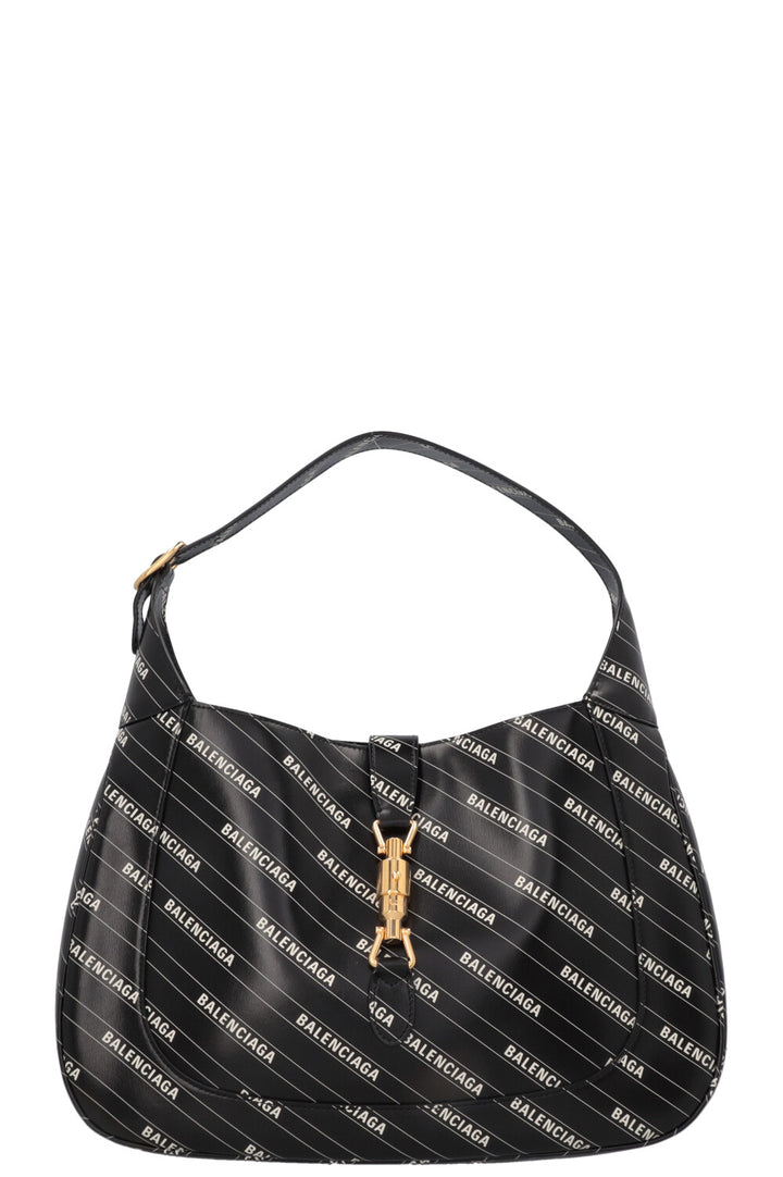 GUCCI X Balenciaga Logo Print Medium Jackie 1961 Hobo Bag