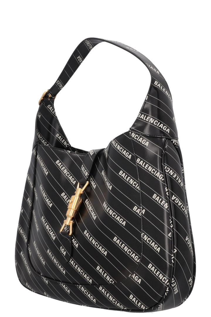 GUCCI X Balenciaga Logo Print Medium Jackie 1961 Hobo Bag