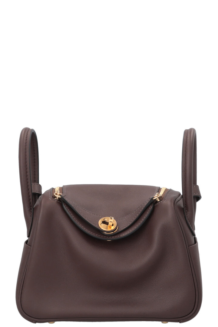 HERMÈS Mini Lindy Verso Swift Moka Blue Jean