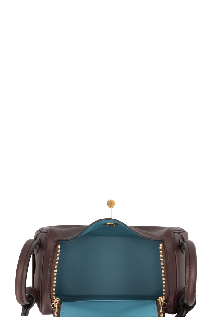 HERMÈS Mini Lindy Verso Swift Moka Blue Jean