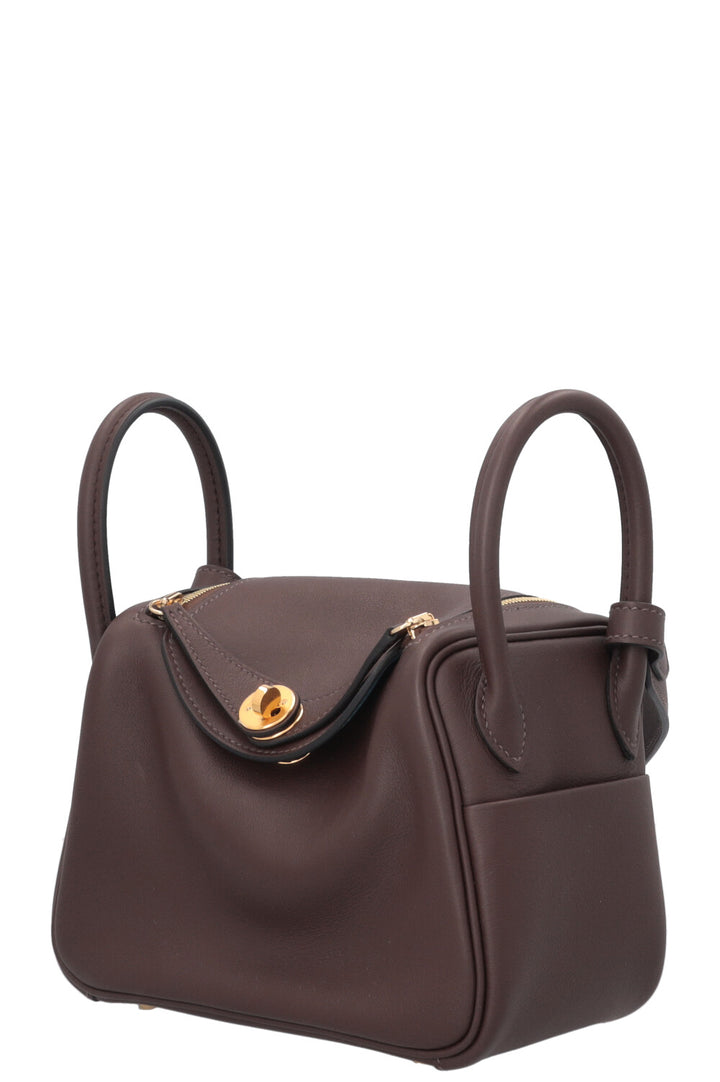 HERMÈS Mini Lindy Verso Swift Moka Blue Jean