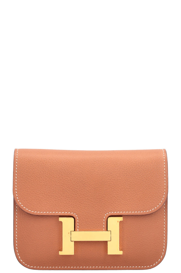 HERMÈS Constance Slim Wallet Evercolor Gold