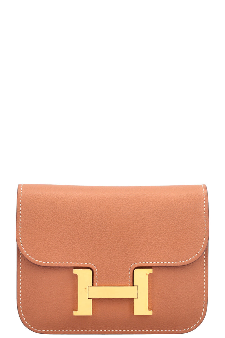 HERMÈS Constance Slim Wallet Evercolor Gold