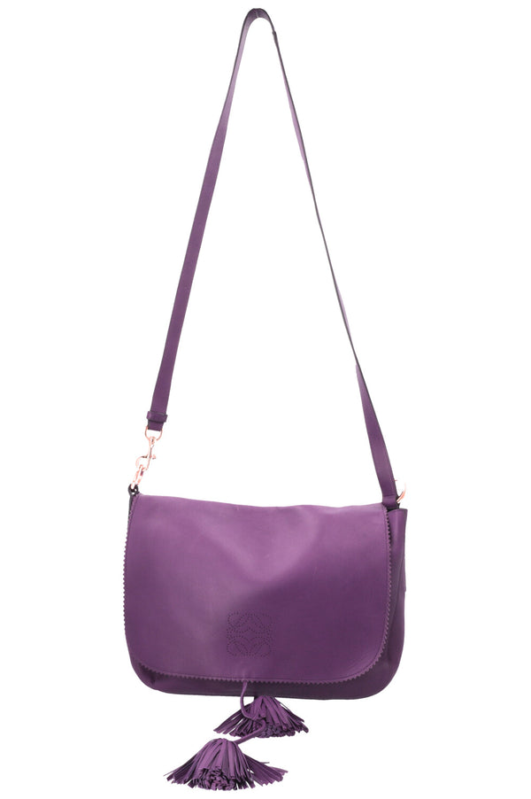 LOEWE Nila Anagram Tassel Crossbody Bag Nappa Purple