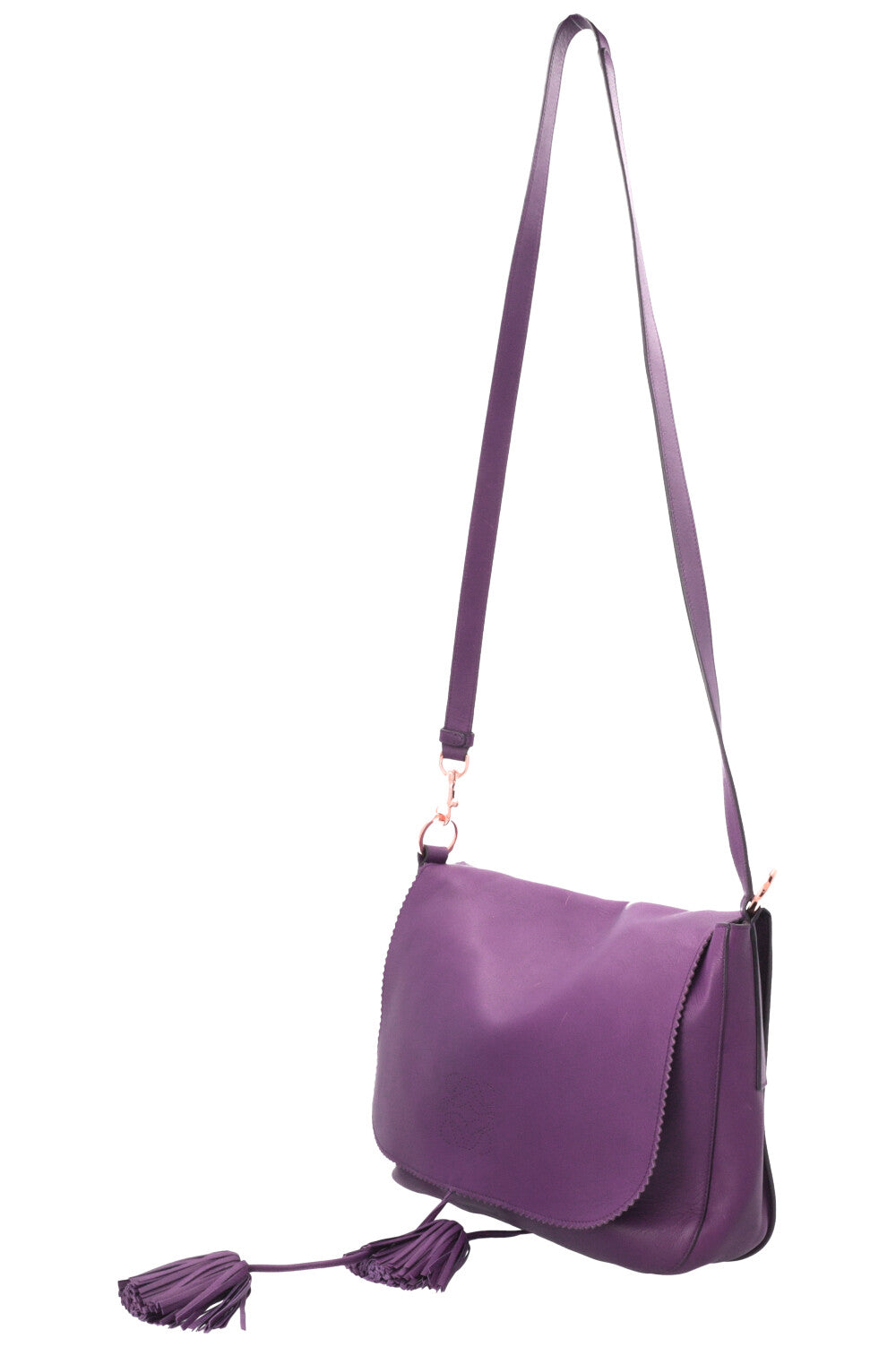 LOEWE Nila Anagram Tassel Crossbody Bag Nappa Purple