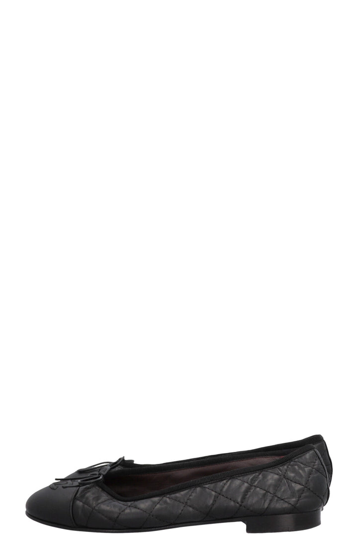 CHANEL Classic CC Ballet Flats Black Leather