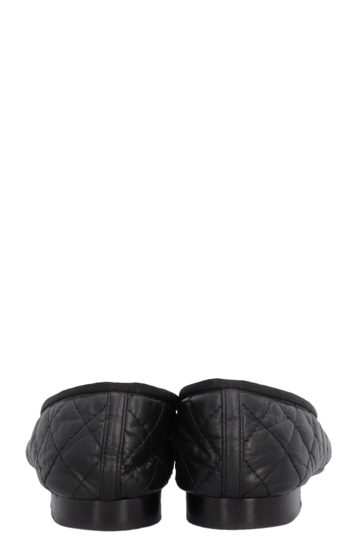 CHANEL Classic CC Ballet Flats Black Leather