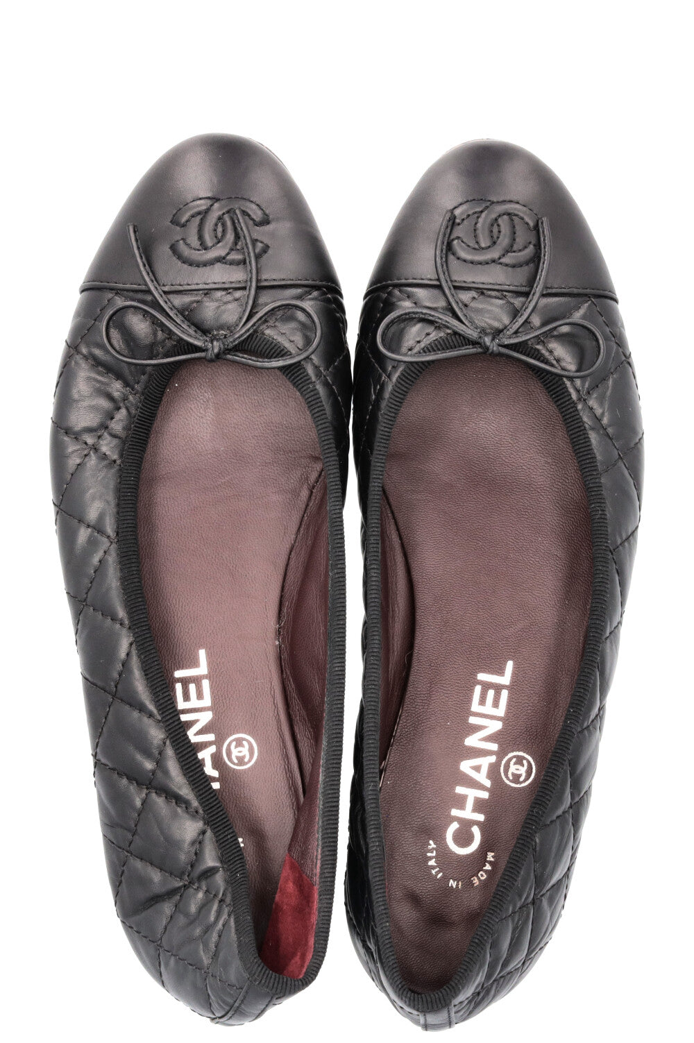 CHANEL Classic CC Ballet Flats Black Leather