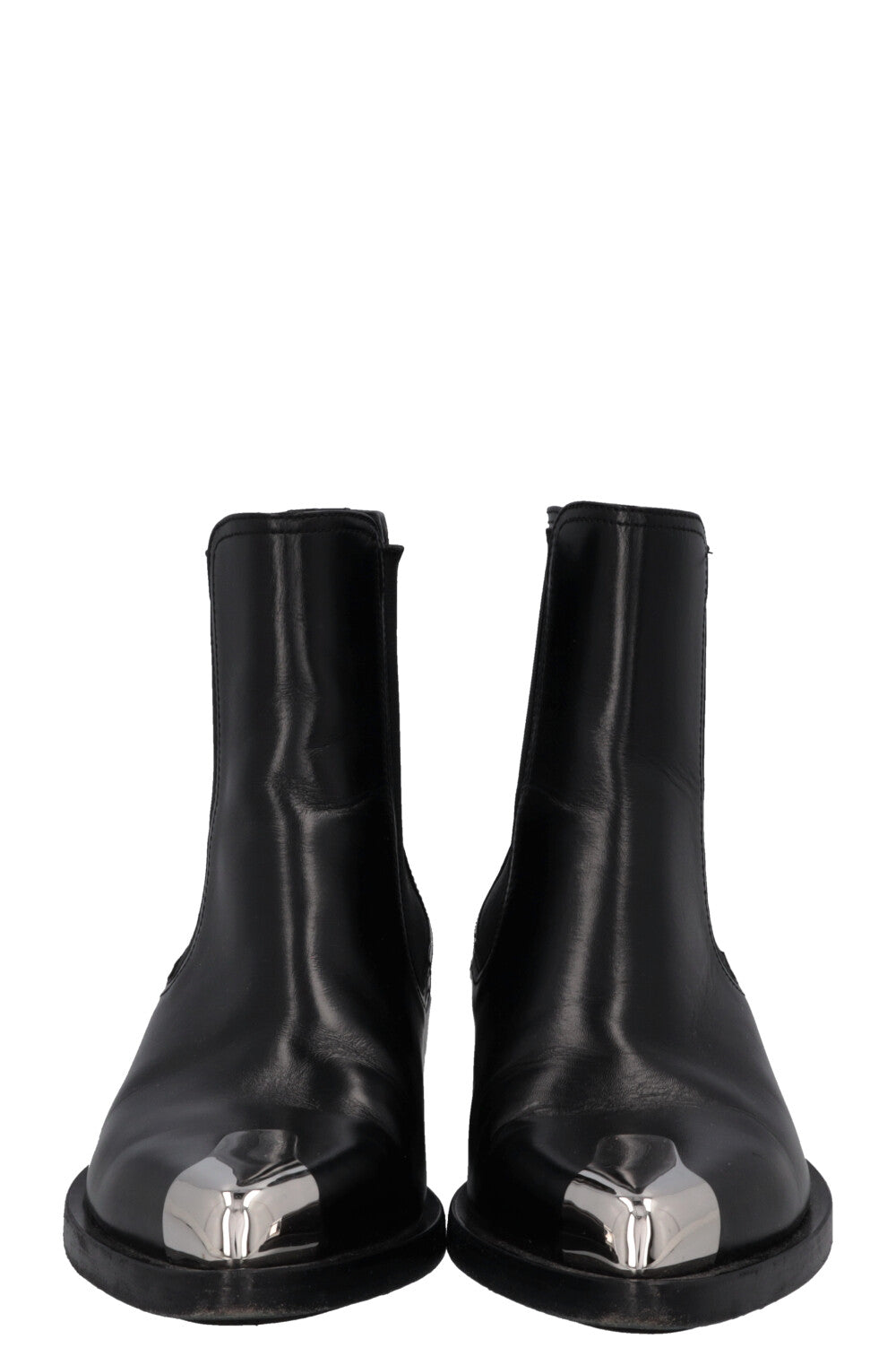 Bottines motardes à bout métallique ALEXANDER MCQUEEN noires