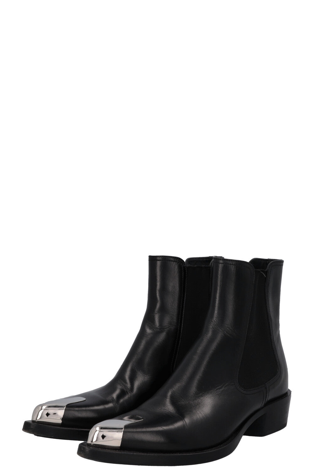 Bottines motardes à bout métallique ALEXANDER MCQUEEN noires