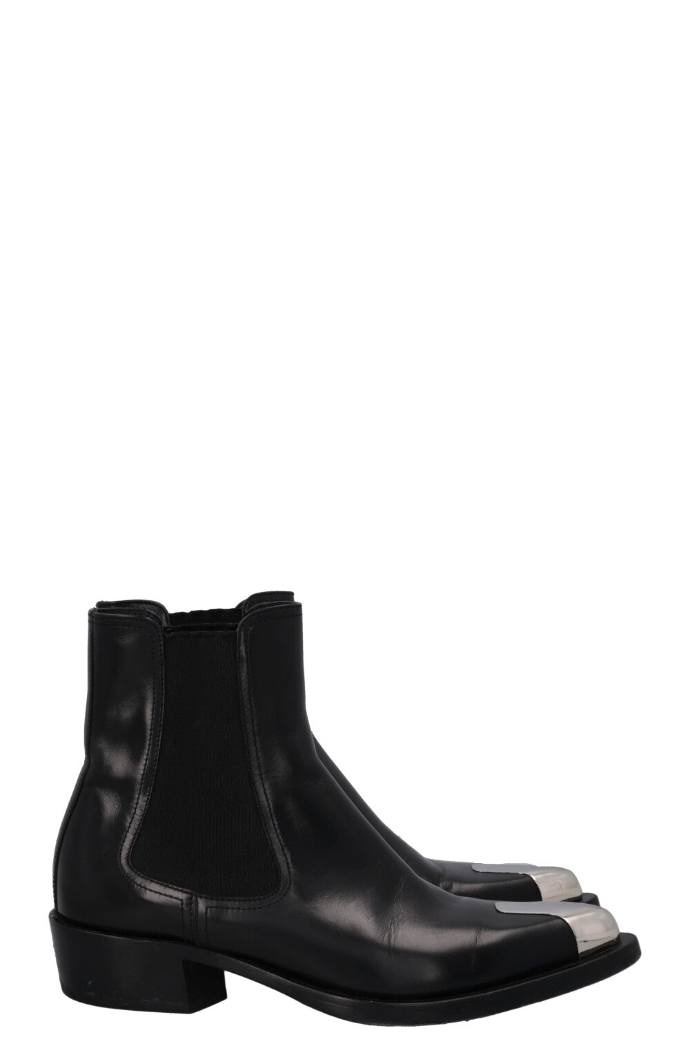 Bottines motardes à bout métallique ALEXANDER MCQUEEN noires