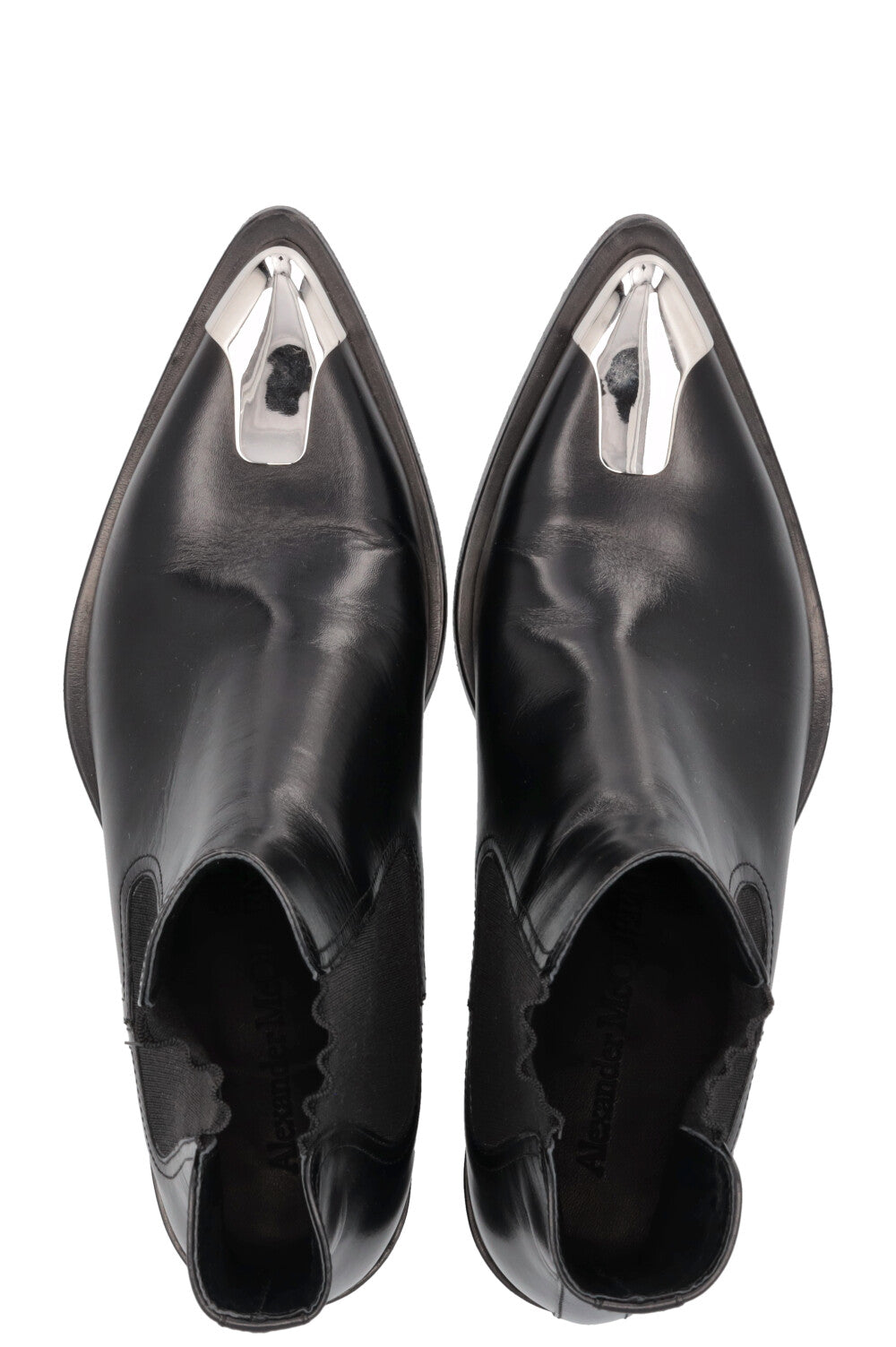 Bottines motardes à bout métallique ALEXANDER MCQUEEN noires
