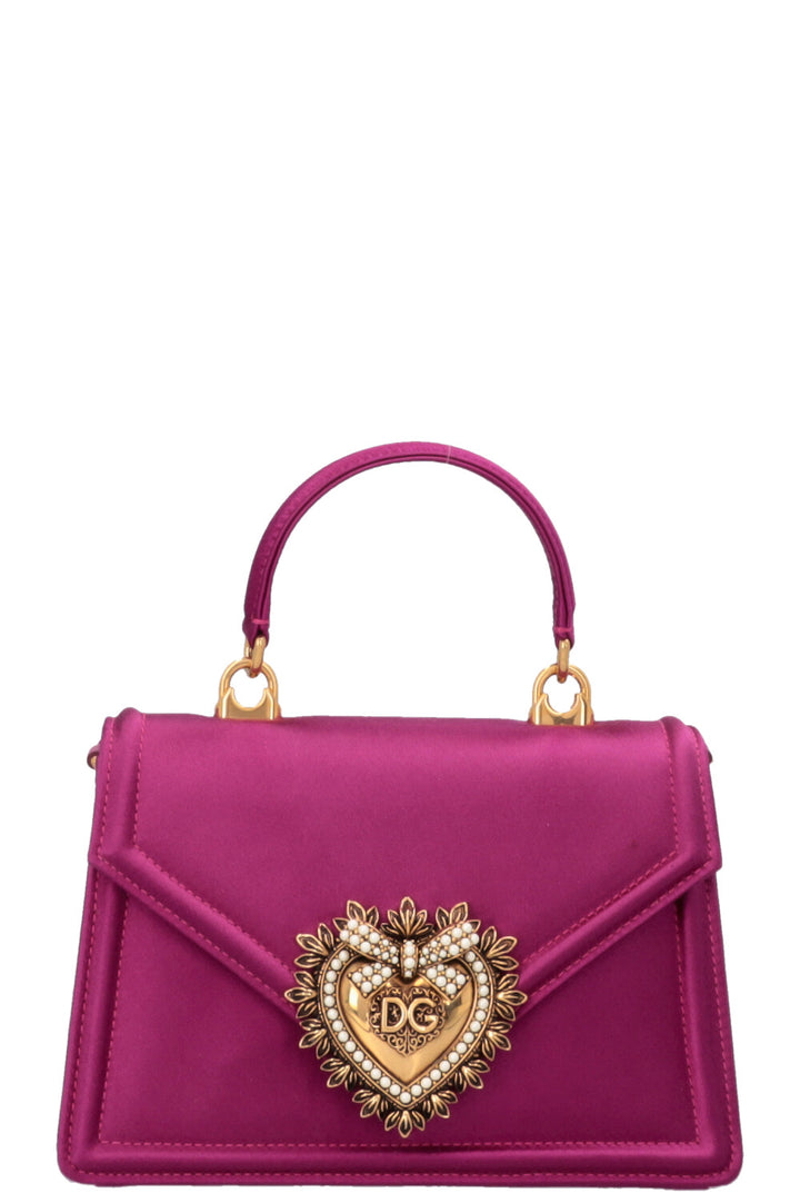 DOLCE&GABBANA Devotion Crossbody Bag Small Satin Fuchsia