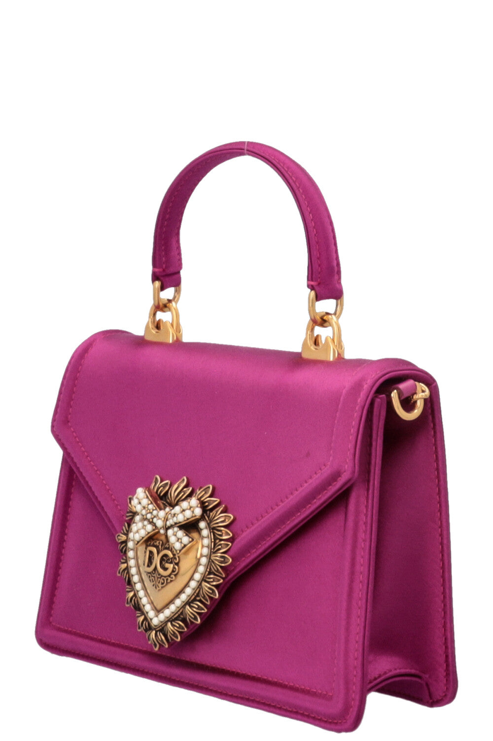 DOLCE&GABBANA Devotion Crossbody Bag Small Satin Fuchsia
