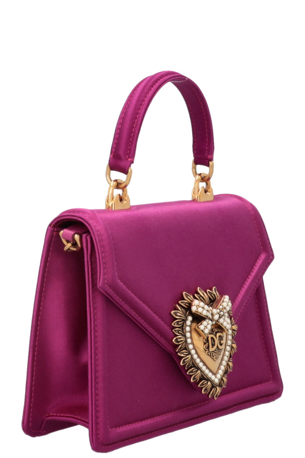 DOLCE&GABBANA Devotion Crossbody Bag Small Satin Fuchsia
