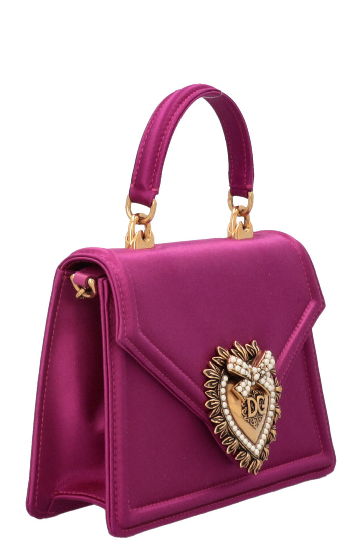 DOLCE&GABBANA Devotion Crossbody Bag Small Satin Fuchsia