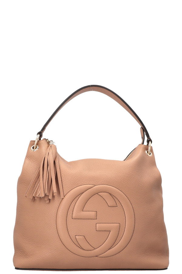 GUCCI Soho Tassel Hobo Bag Beige