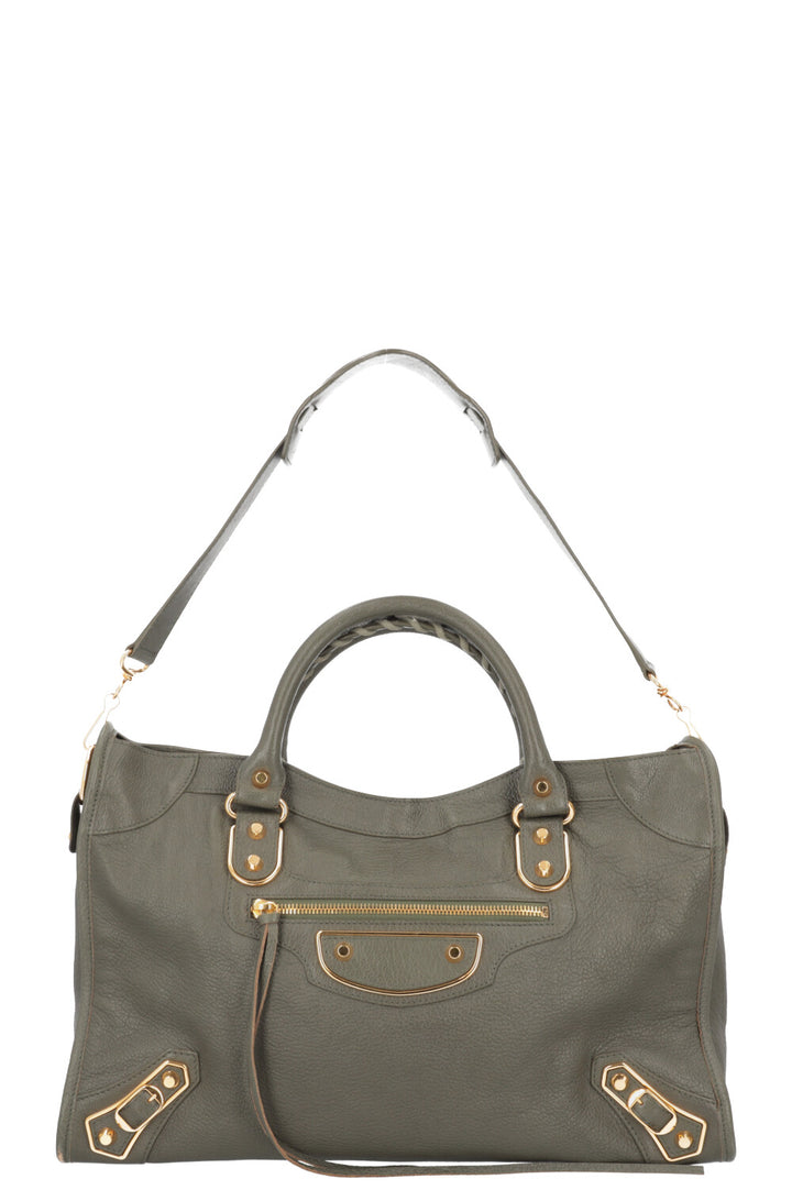 BALENCIAGA City Bag Leather Green Gold