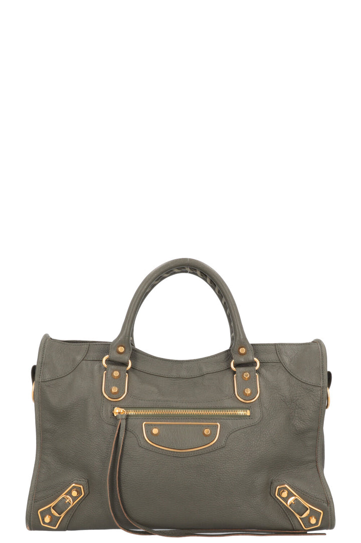 BALENCIAGA City Bag Leather Green Gold