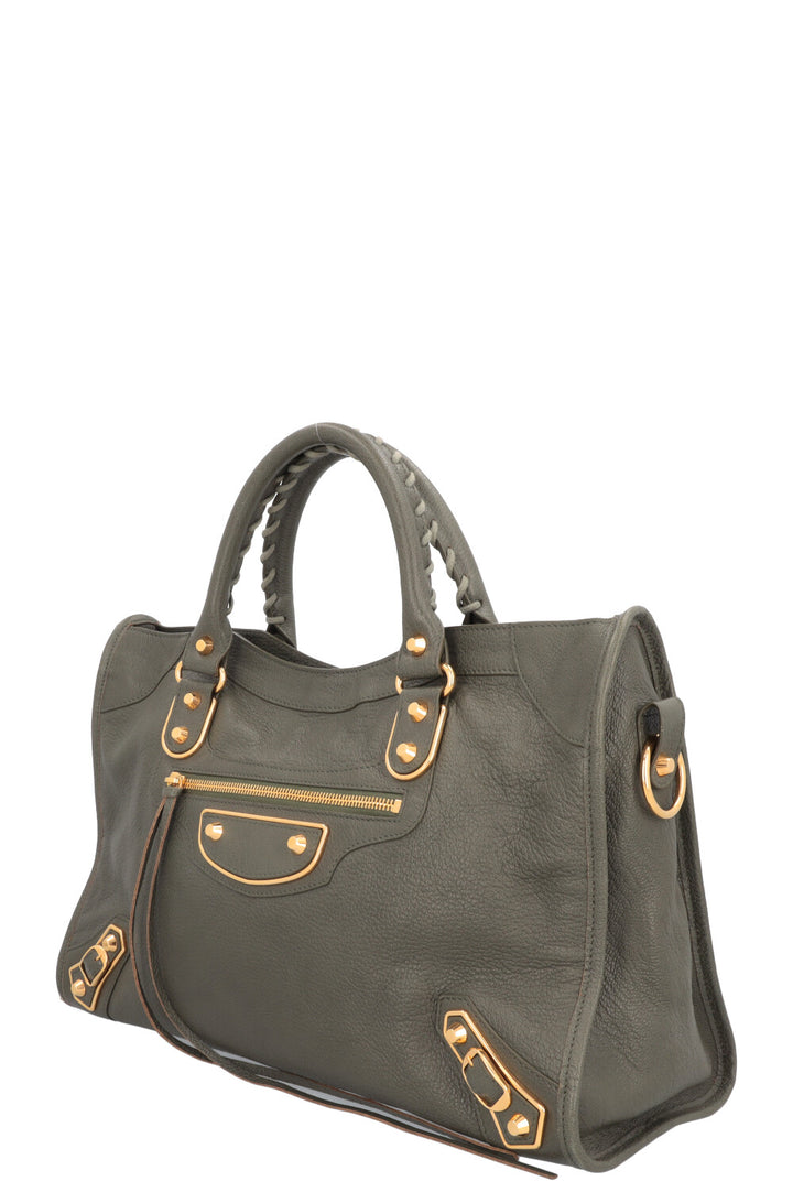 BALENCIAGA City Bag Leather Green Gold