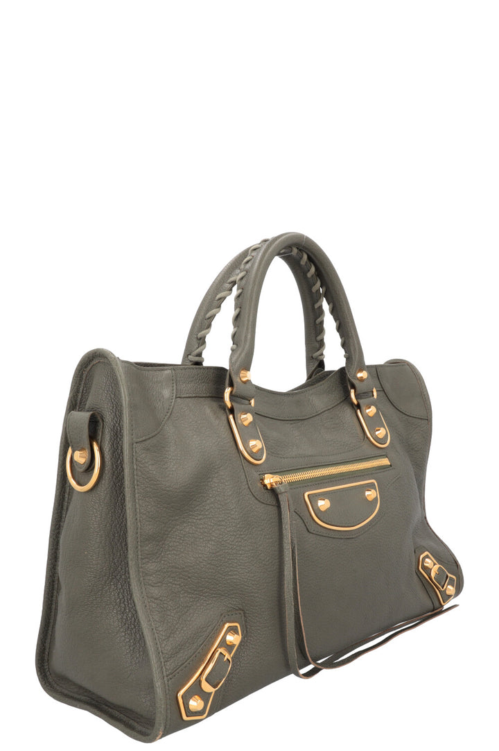 BALENCIAGA City Bag Leather Green Gold