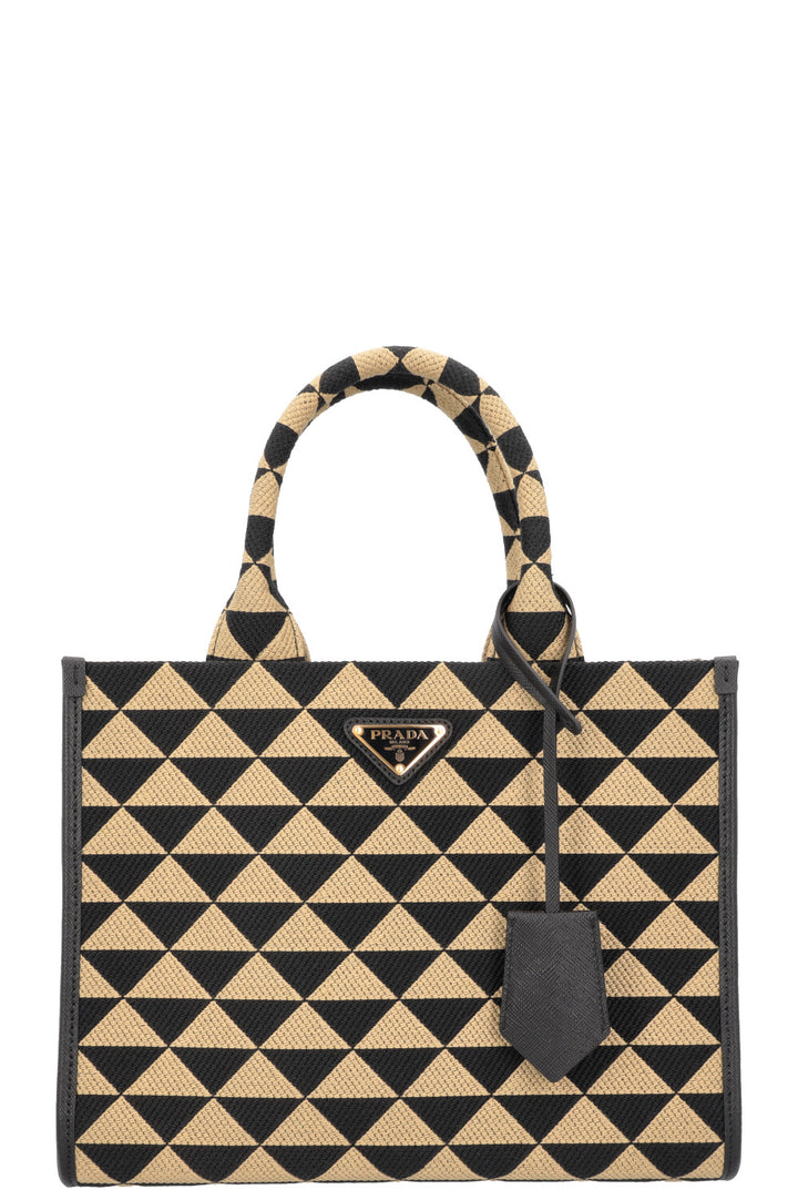 PRADA Small Symbole Tote Bag Black Beige