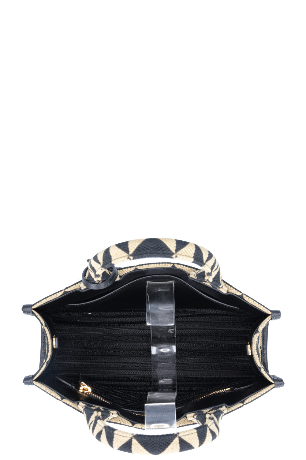 PRADA Small Symbole Tote Bag Black Beige