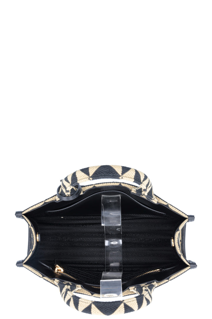PRADA Small Symbole Tote Bag Black Beige