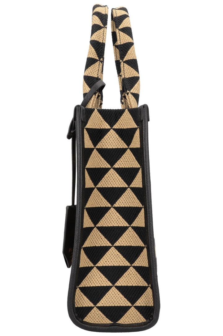 PRADA Small Symbole Tote Bag Black Beige