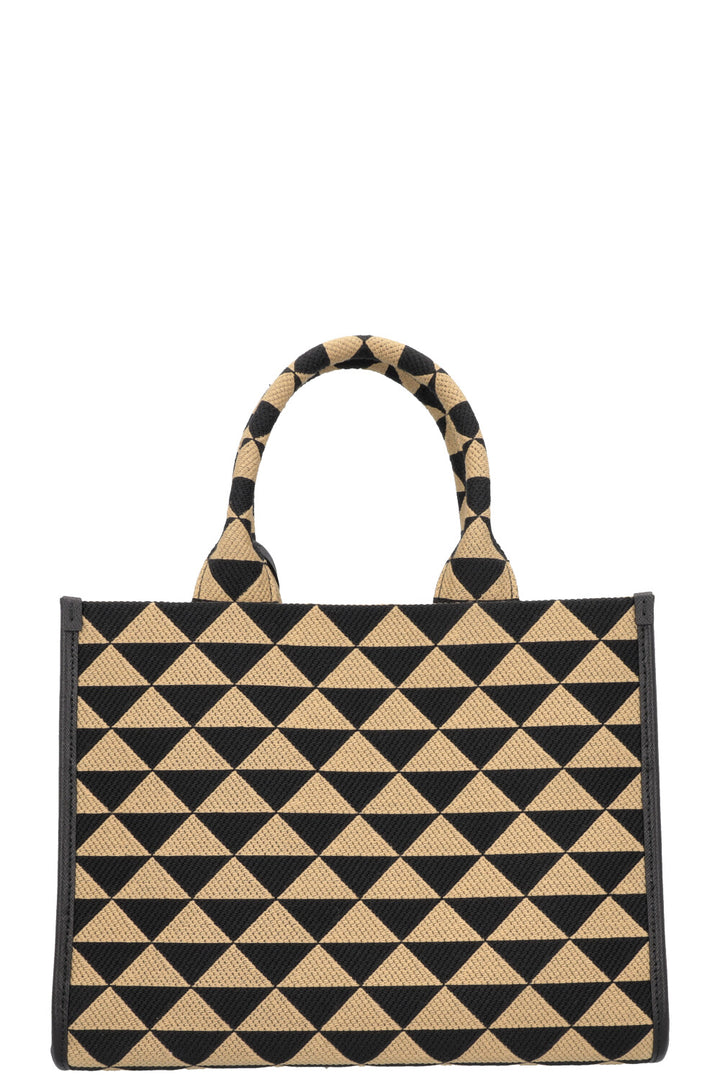 PRADA Small Symbole Tote Bag Black Beige