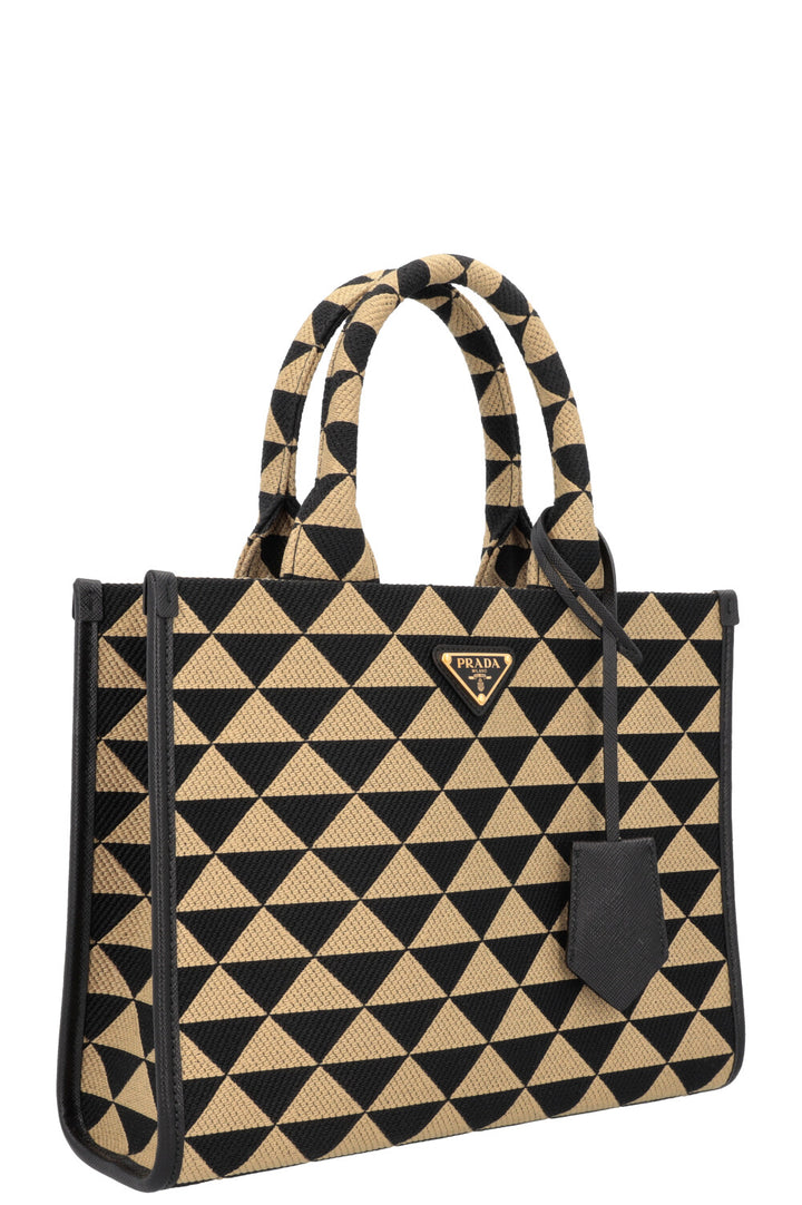 PRADA Small Symbole Tote Bag Black Beige