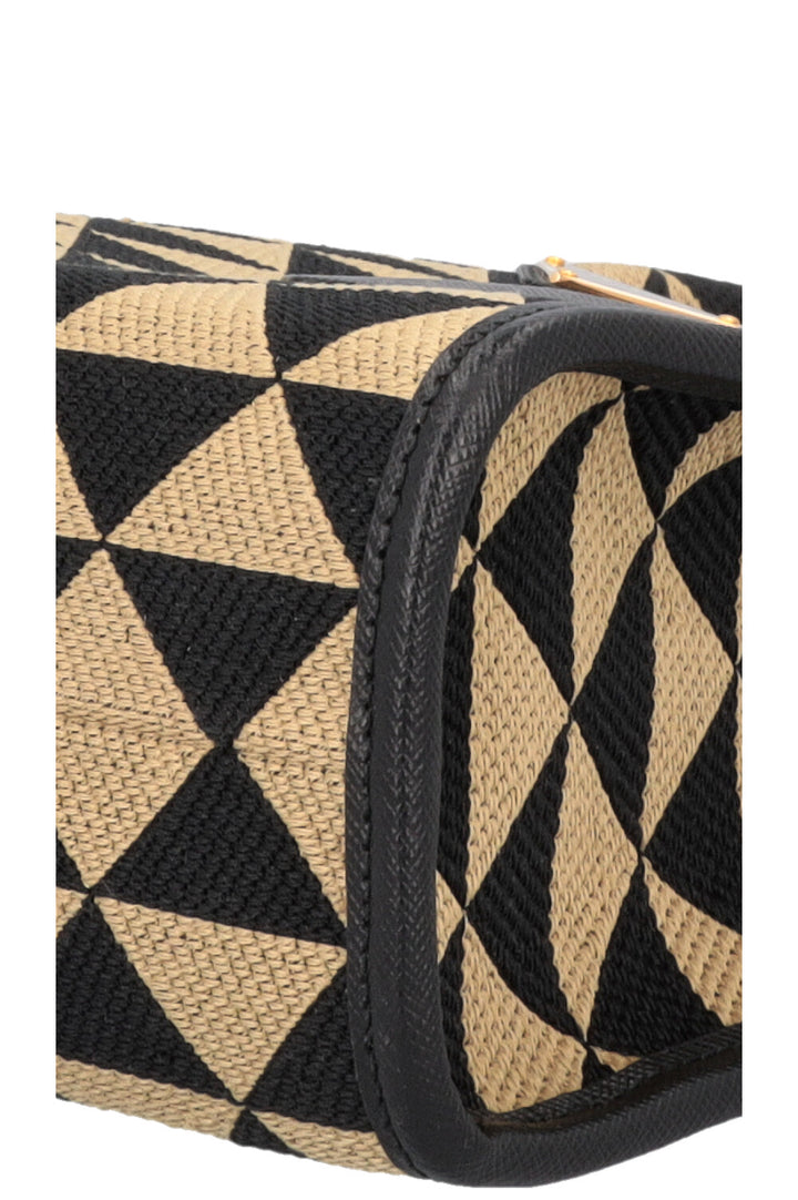 PRADA Small Symbole Tote Bag Black Beige
