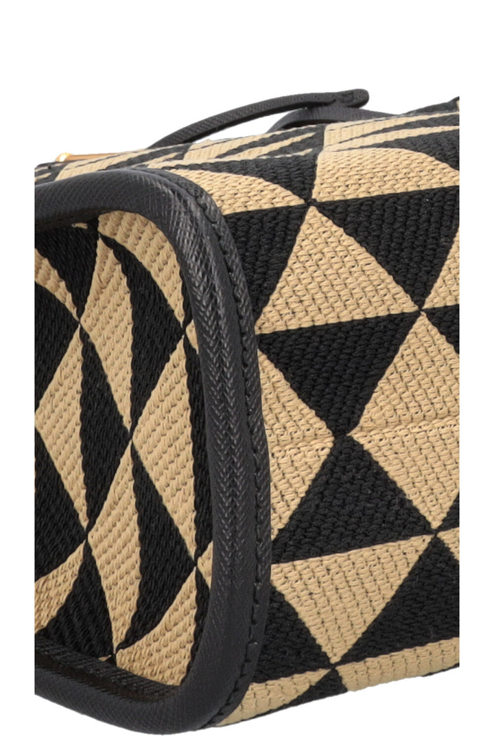 PRADA Small Symbole Tote Bag Black Beige