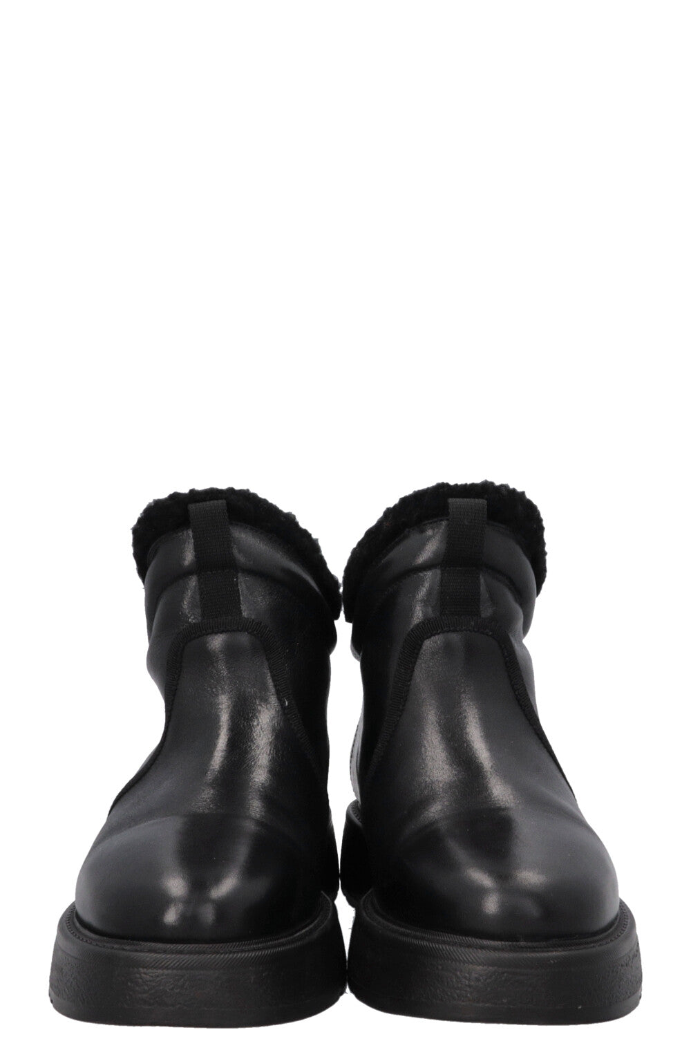 CHRISTIAN DIOR Shearling Ankle Boots Leather Black