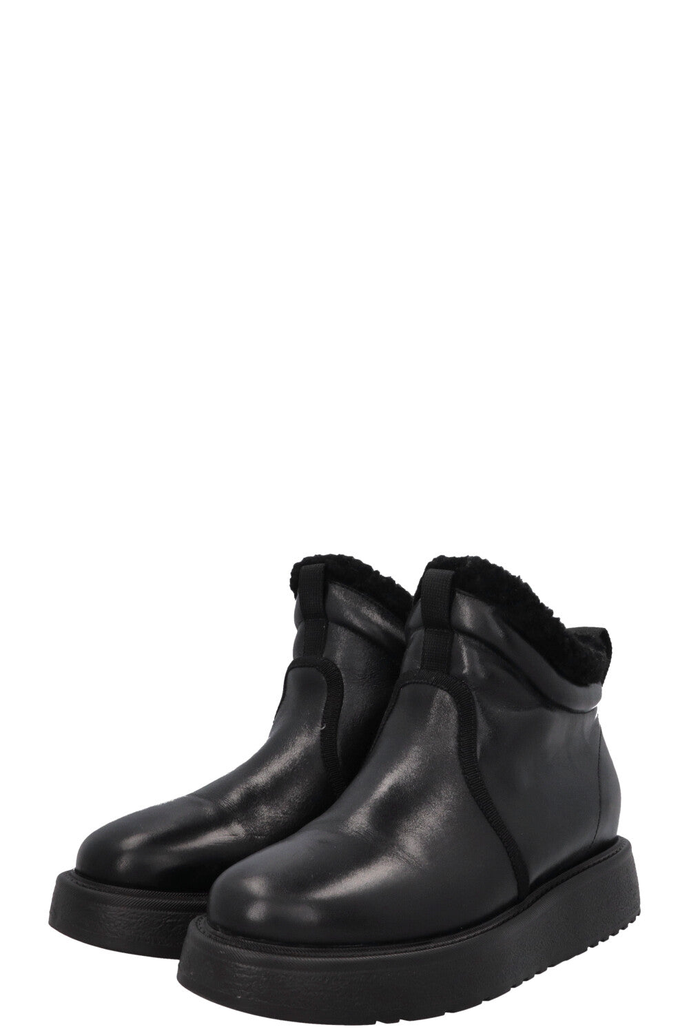 CHRISTIAN DIOR Shearling Ankle Boots Leather Black