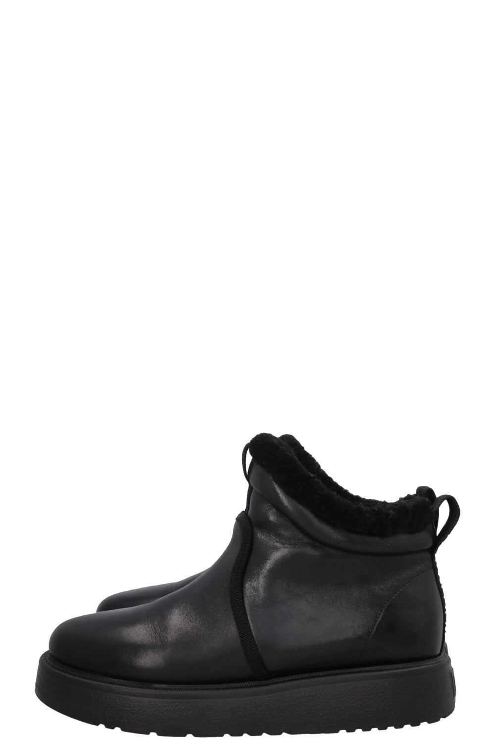 CHRISTIAN DIOR Shearling Ankle Boots Leather Black