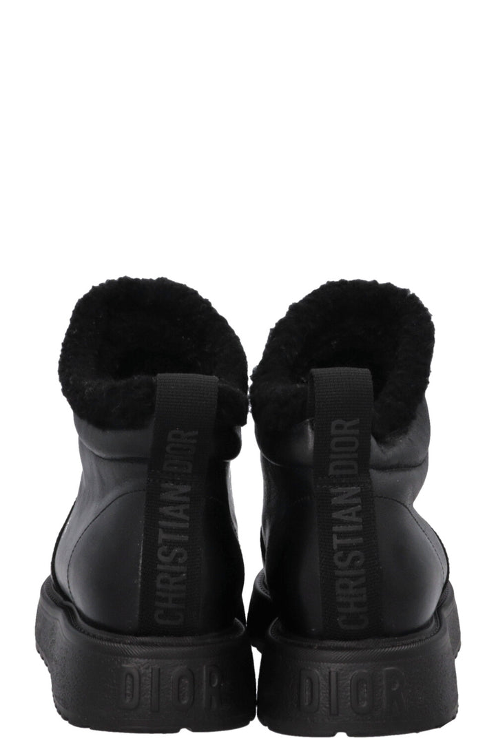 CHRISTIAN DIOR Shearling Ankle Boots Leather Black