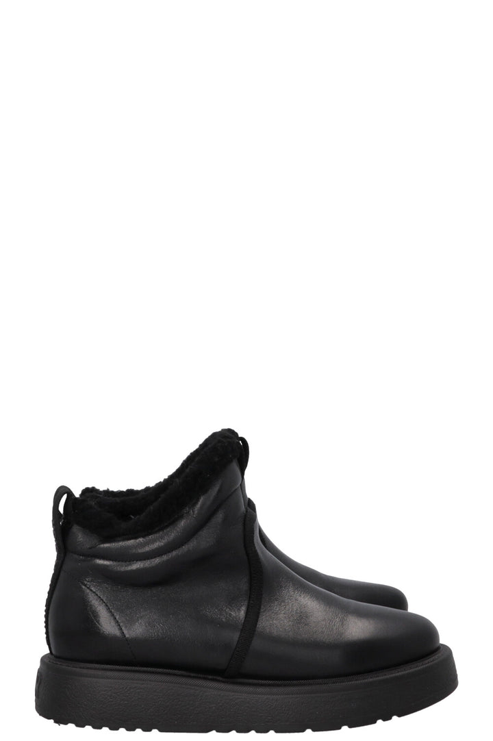 CHRISTIAN DIOR Shearling Ankle Boots Leather Black