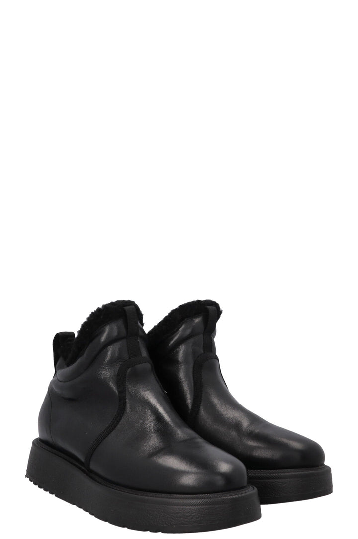 CHRISTIAN DIOR Shearling Ankle Boots Leather Black