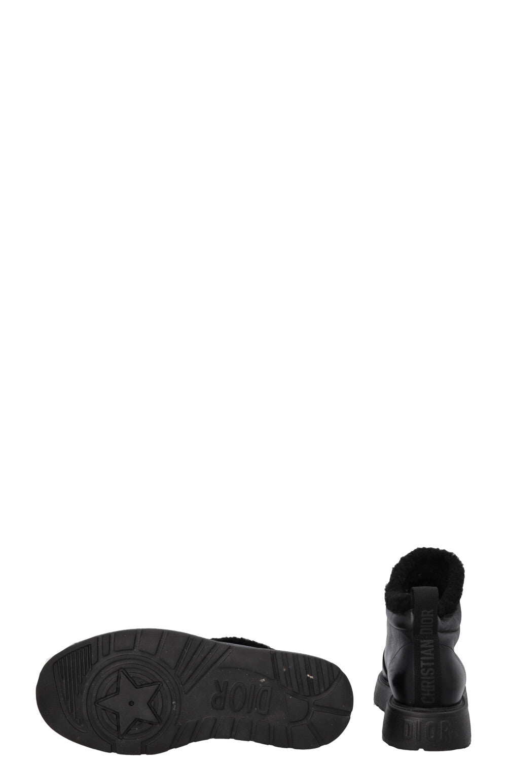 CHRISTIAN DIOR Shearling Ankle Boots Leather Black