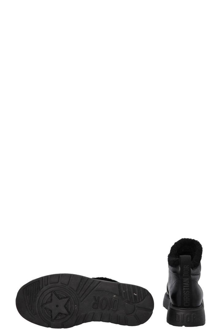CHRISTIAN DIOR Shearling Ankle Boots Leather Black