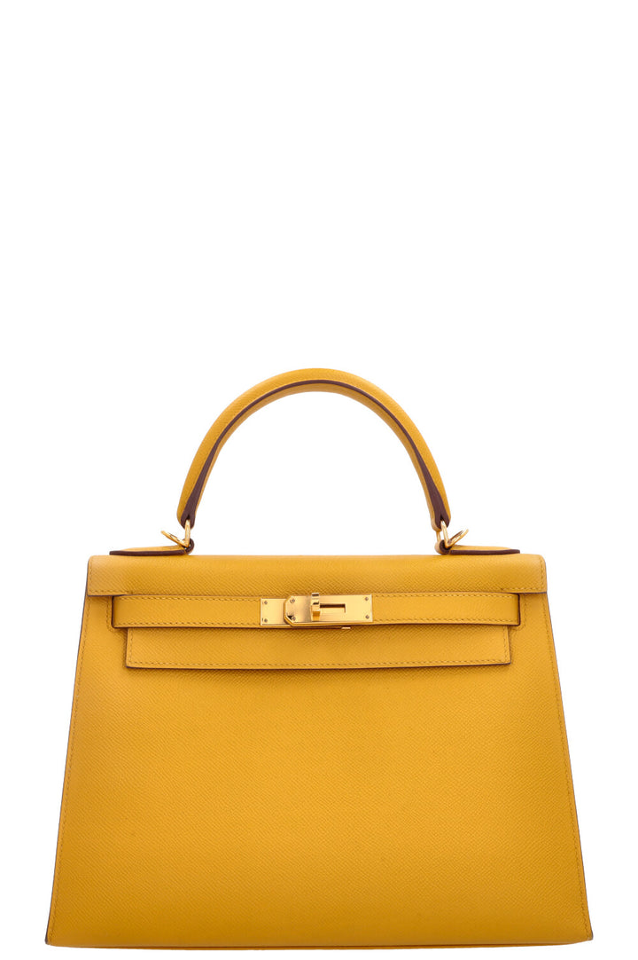 HERMÈS Kelly 28 Sellier Epsom Jaune Ambre