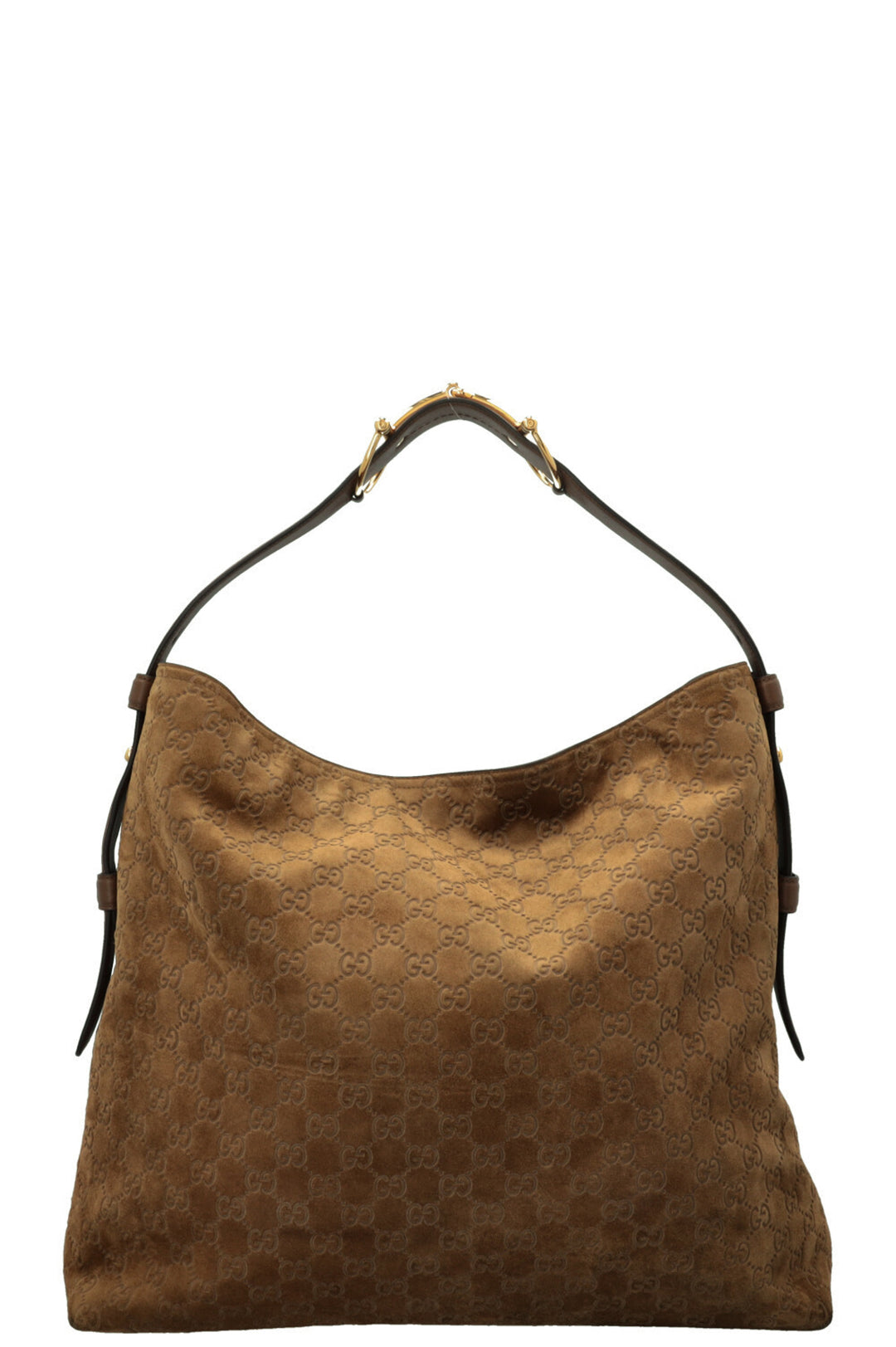 GUCCI Large Beatrix Horsebit Hobo Bag Suede Beige