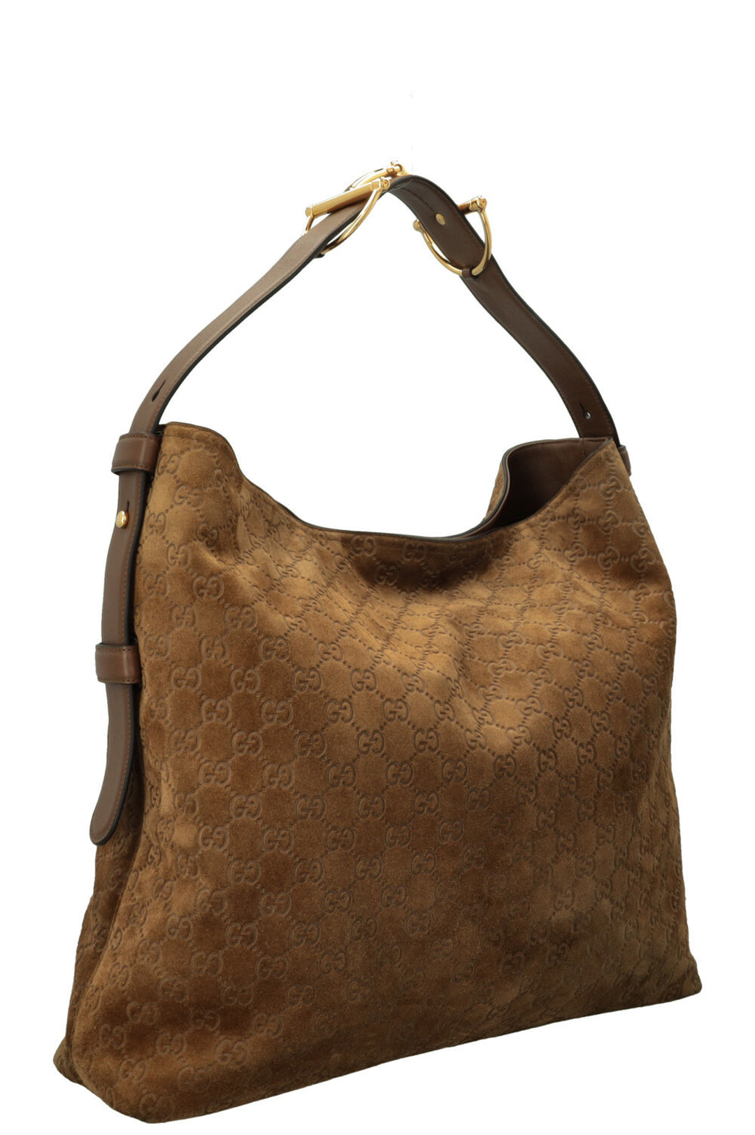 GUCCI Large Beatrix Horsebit Hobo Bag Suede Beige