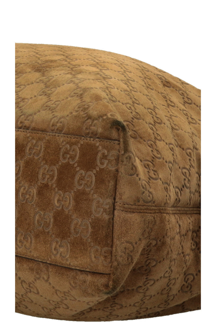 GUCCI Large Beatrix Horsebit Hobo Bag Suede Beige