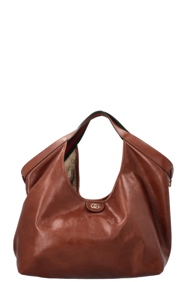 GUCCI Giglio Tote Large Leather Brown