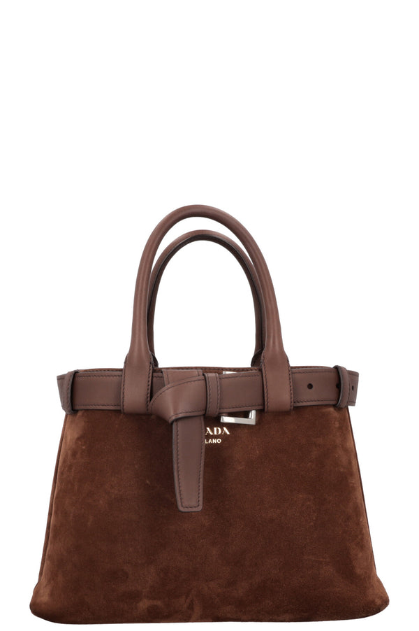 Sac à boucle moyen PRADA en daim marron cacao