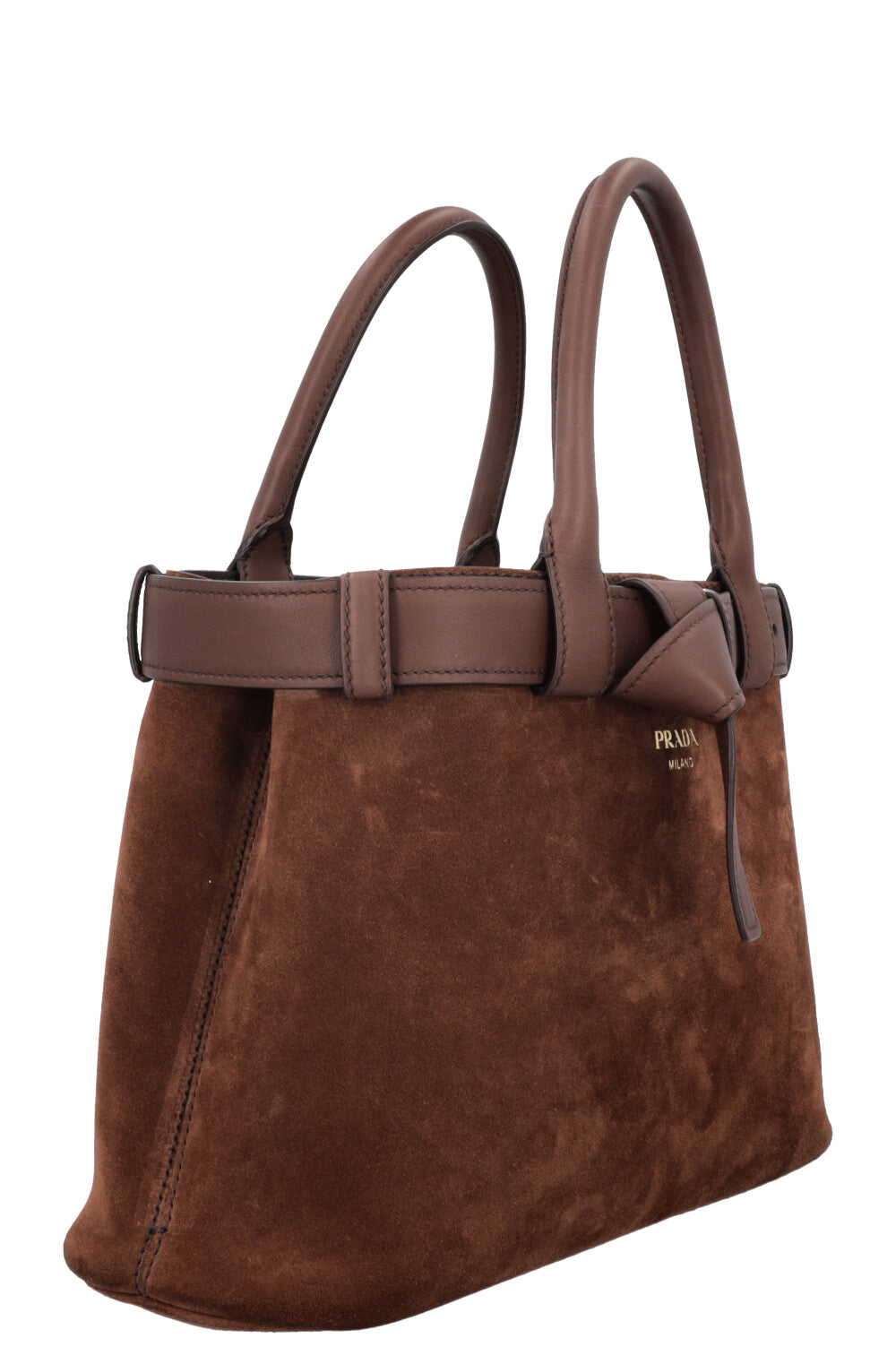 PRADA Medium Buckle Bag Suede Cocoa Brown – REAWAKE