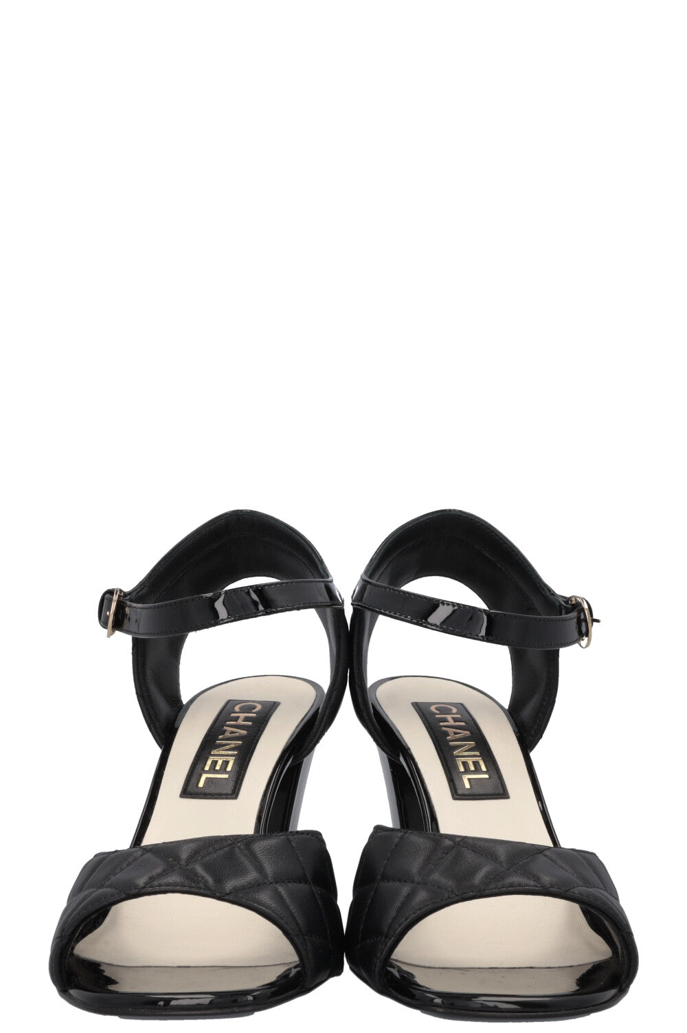 CHANEL Quilted CC Heels Leather Black