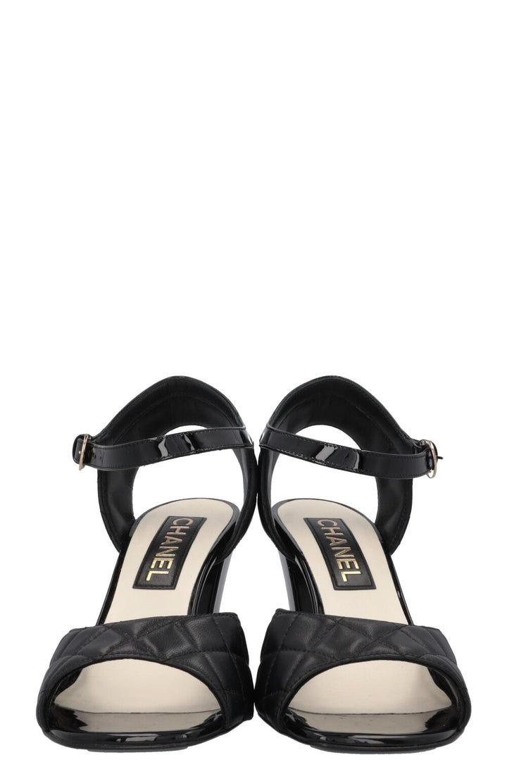 CHANEL Quilted CC Heels Leather Black